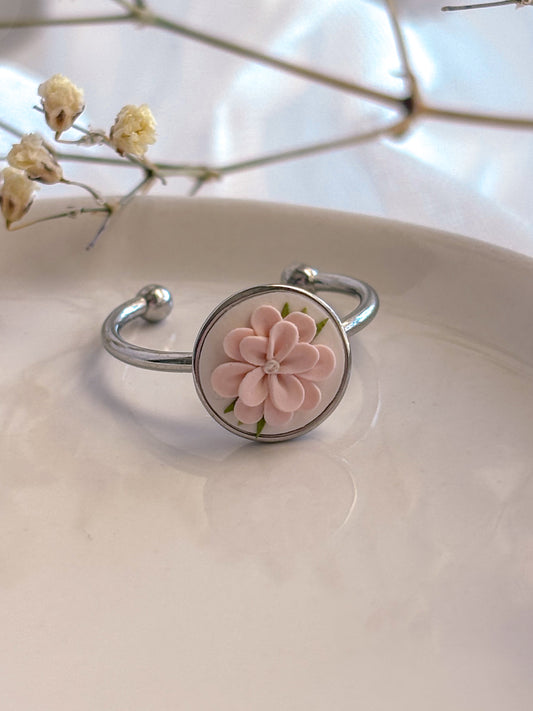 Floral Pink Adjustable Ring Option 2