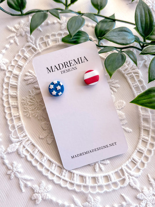 Small Circle Patriotic Studs