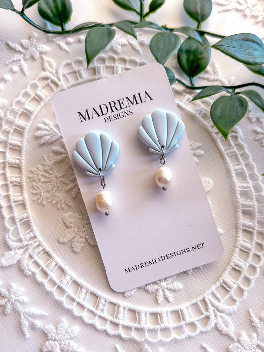 Dainty Blue Seashell Dangles