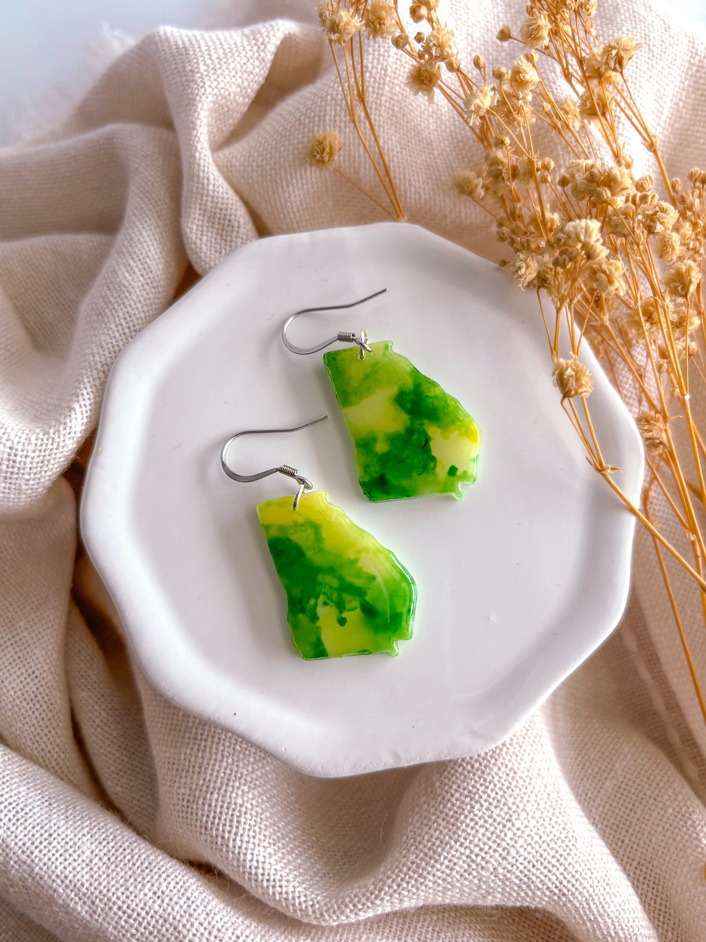 Yellow & Green Watercolor GA Dangles