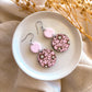 Pink Floral Wood Dangles