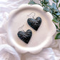 Puffy Black Talavera Heart Dangles