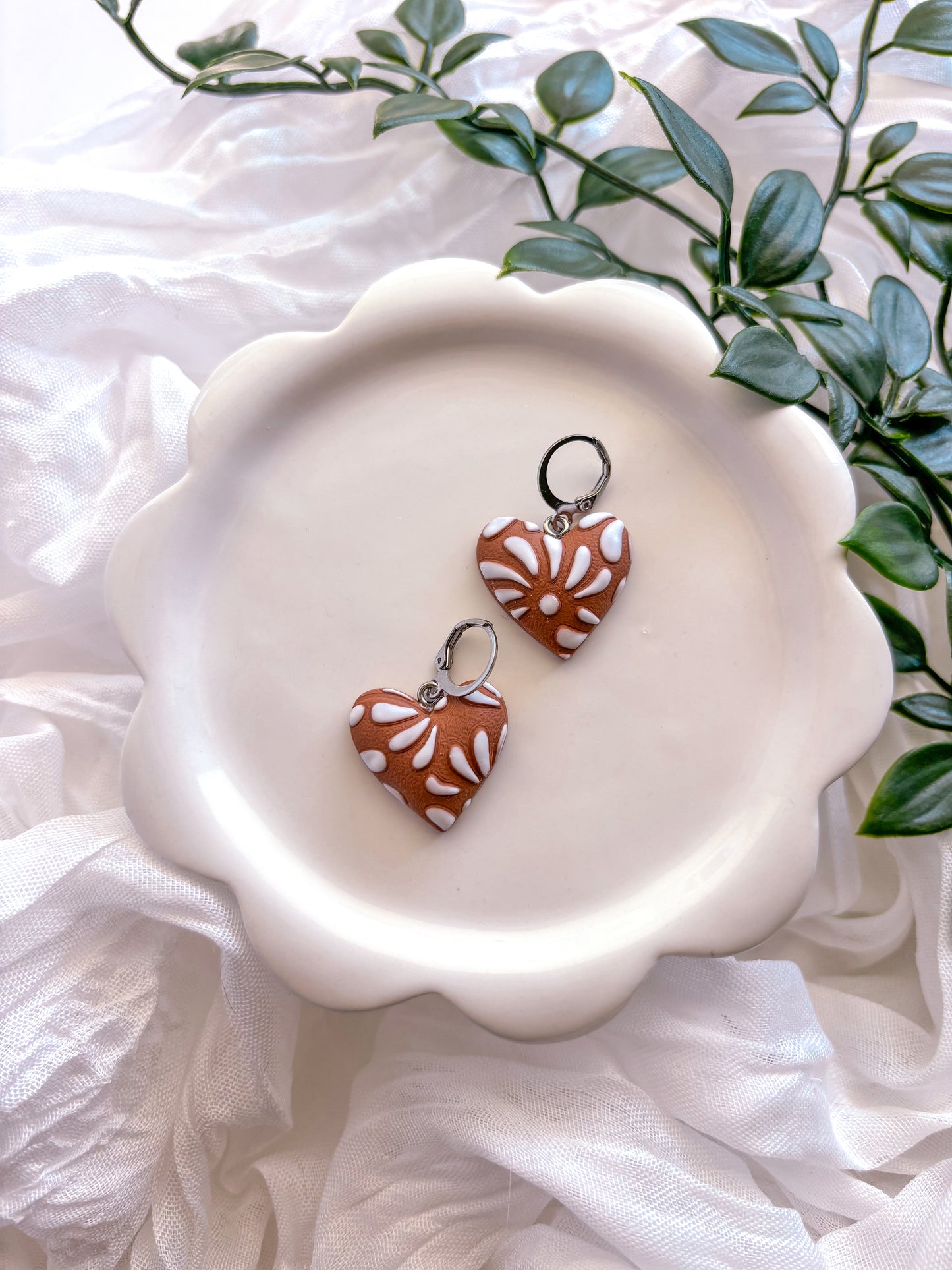 Terrecota Puffy Heart Dangles