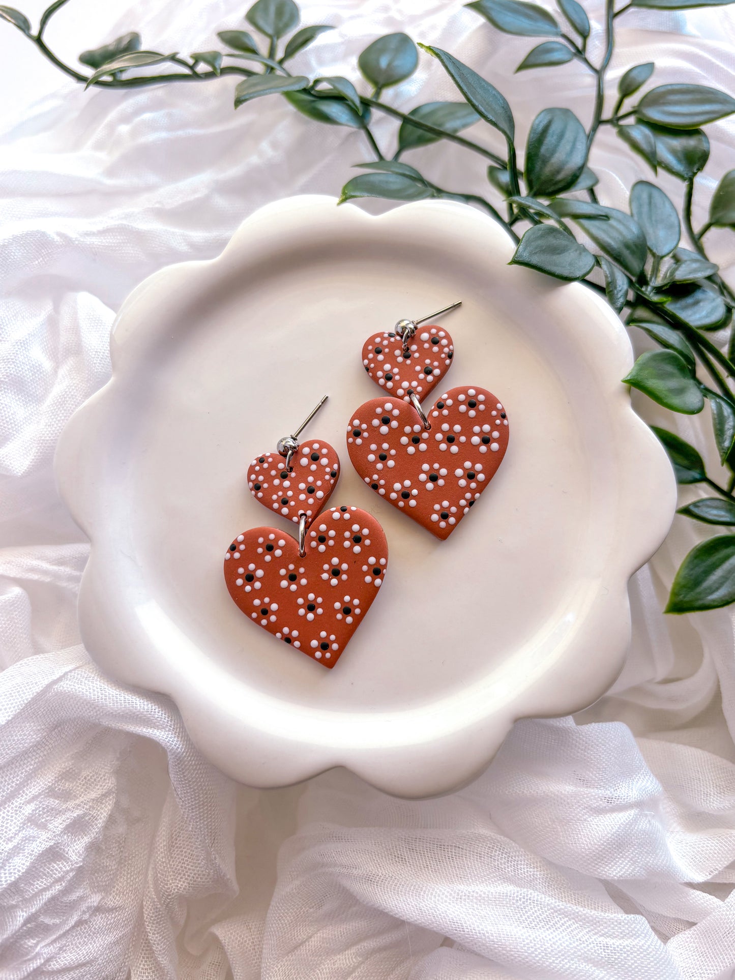 Double Heart Barro Dangles