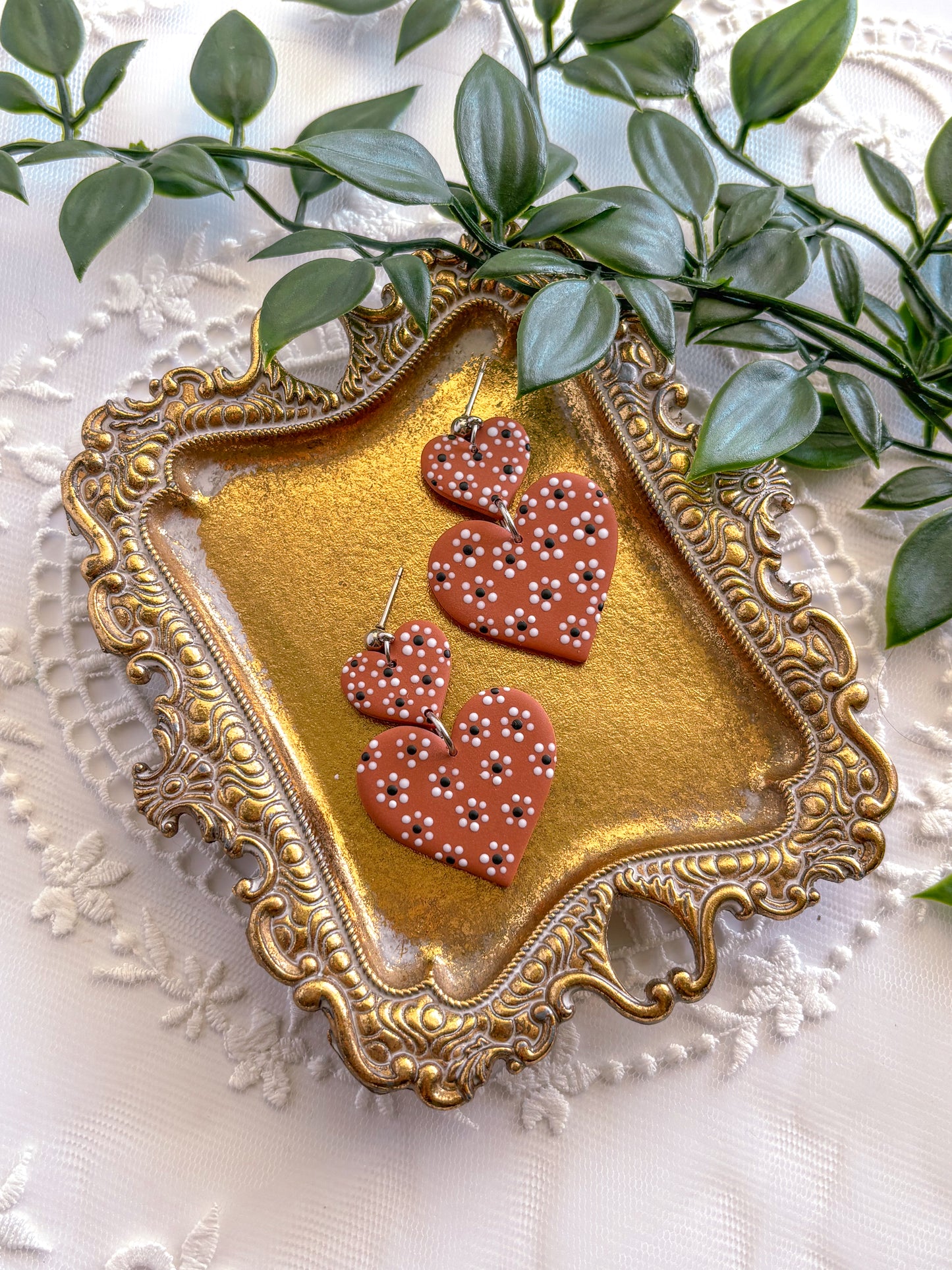 Double Heart Barro Dangles