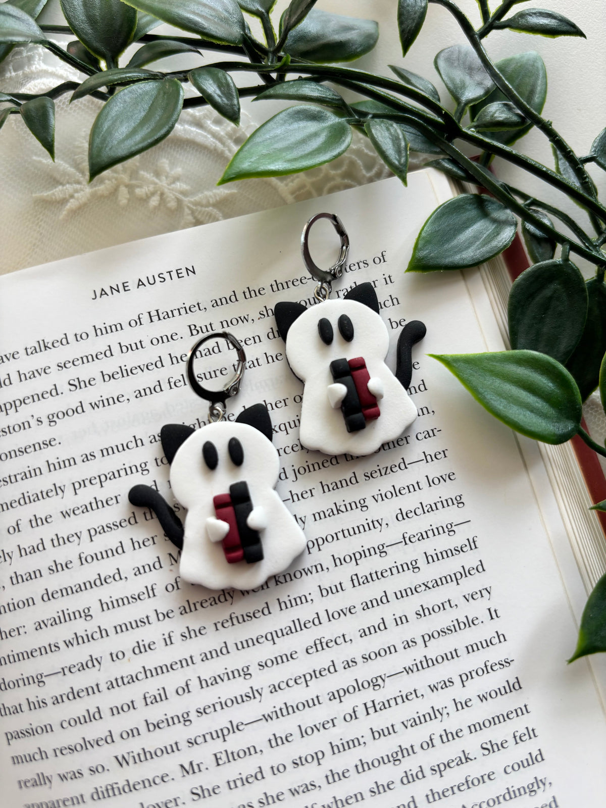 Dark Romance Kitty Ghost Dangles
