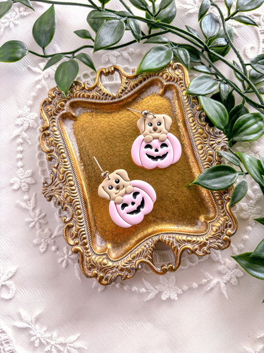 Lab in Pink Pumpkin Dangles