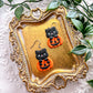 Black Kitty Pumpkin Dangles