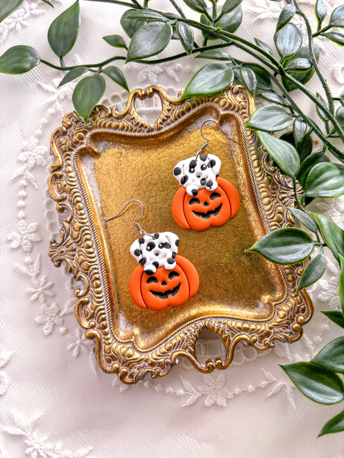 Dalmatian Pumpkin Dangles