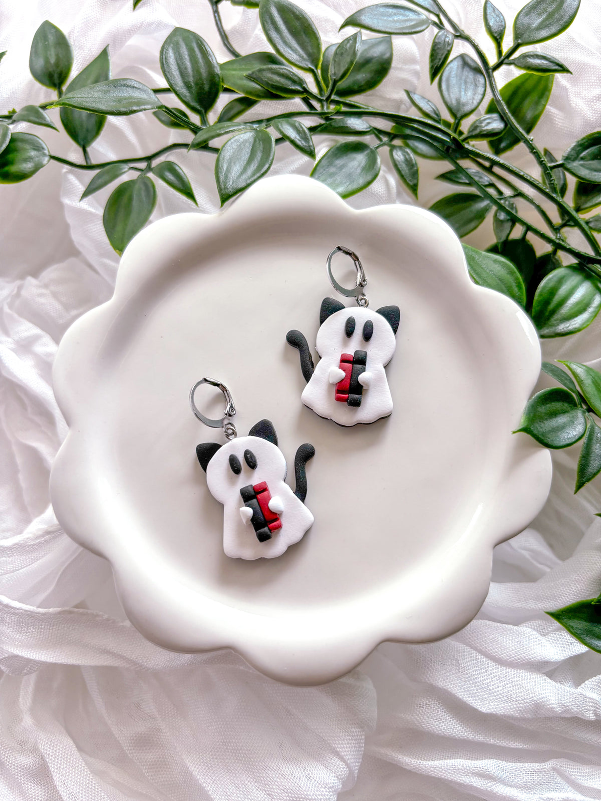 Dark Romance Kitty Ghost Dangles