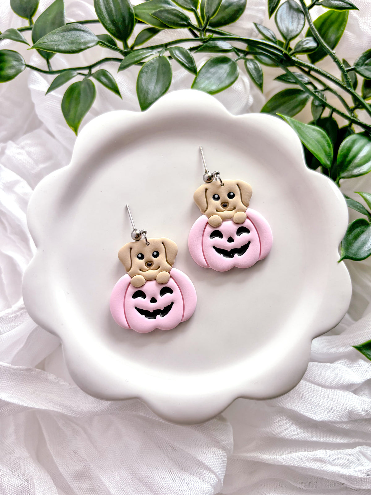 Lab in Pink Pumpkin Dangles