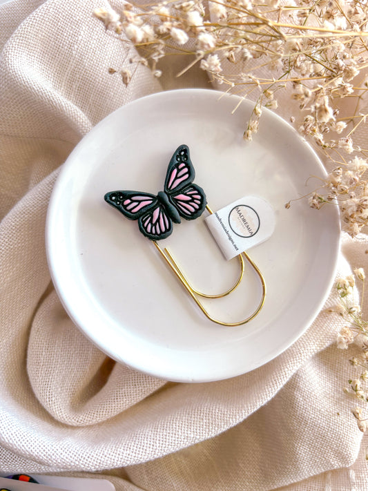 Pink Butterfly Paperclip Bookmark