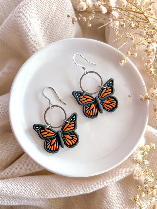 Orange Butterfly Dangles