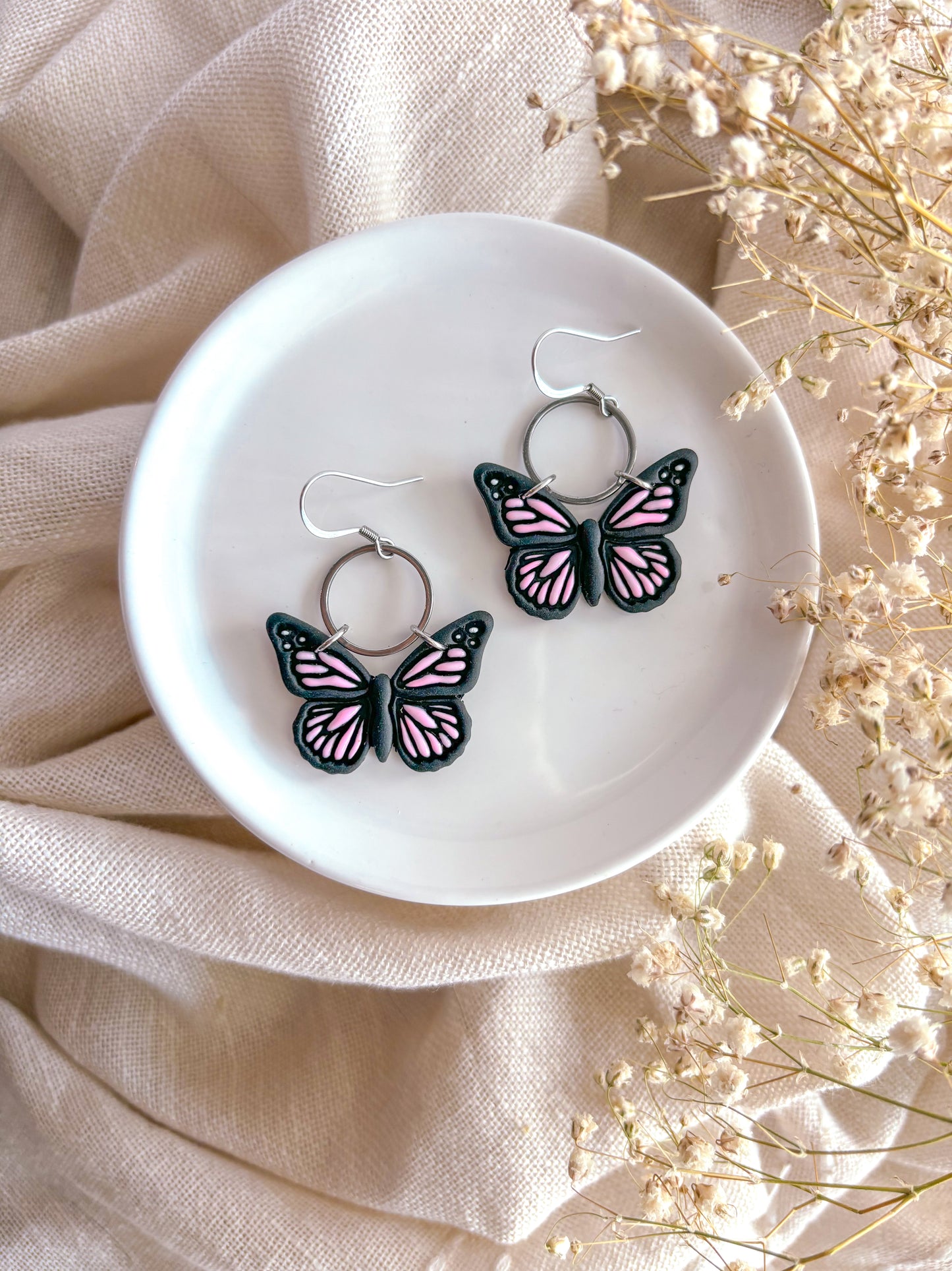 Pink Butterfly Dangles