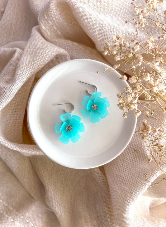 Translucent Blue Flower Dangles