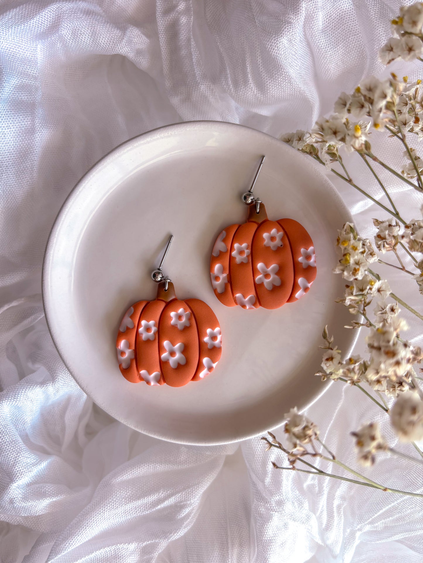 Floral Pumpkin Dangles