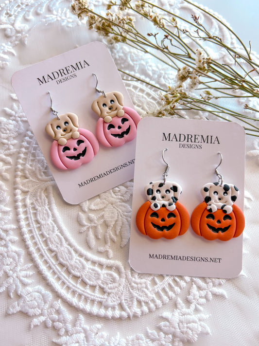 Dalmation in Pumpkin Dangles