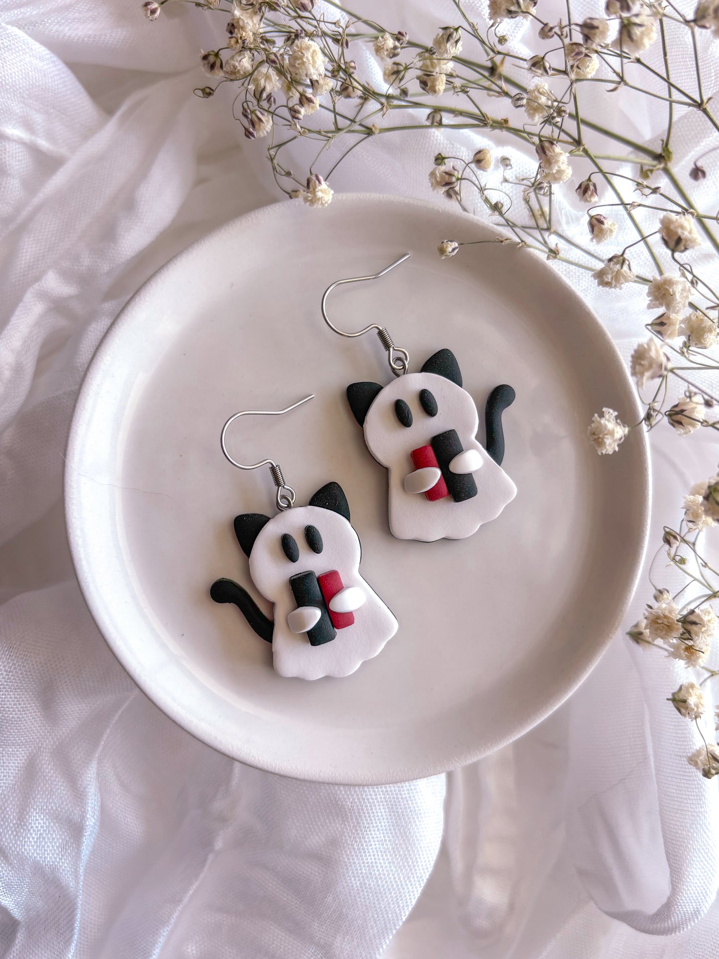 Dark Romance Kitty Ghost Dangles