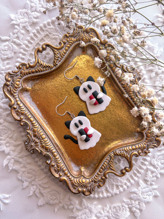 Dark Romance Kitty Ghost Dangles
