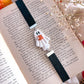 Ghost holding Pumpkin Bookmark with Black Ribbon