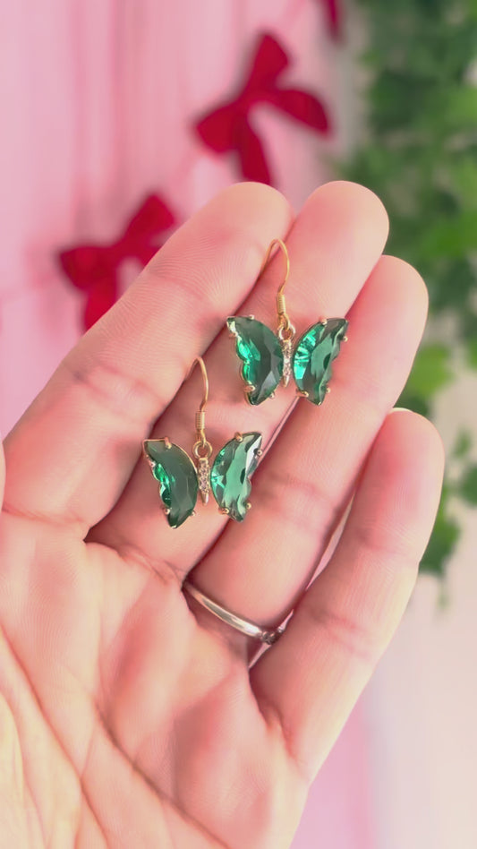 Emerald Butterfly Charm Dangles